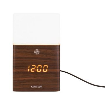 Alarm Clock Frosted Light LED dark wood veneer