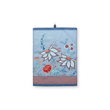 Theedoek Flower Festival blauw 50x70cm