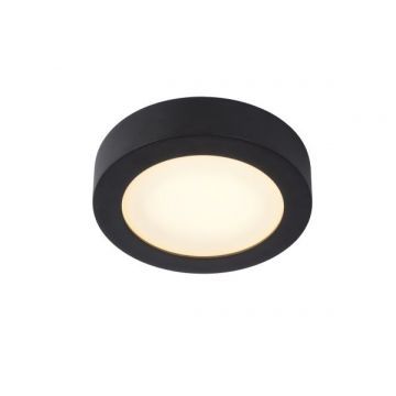 Lucide BRICE-LED - Plafonnière Badkamer - Ø 18 cm - LED Dimb. - Zwart