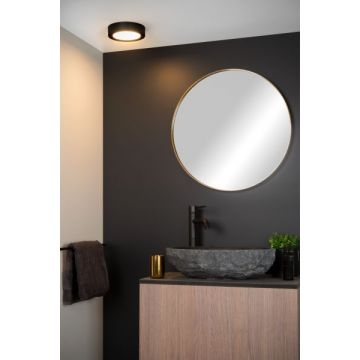 Lucide BRICE-LED - Plafonnière Badkamer - Ø 18 cm - LED Dimb. - Zwart