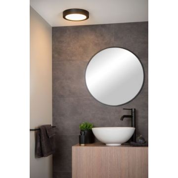 Lucide BRICE-LED - Plafonnière Badkamer - Ø 24 cm - LED Dimb. - Zwart