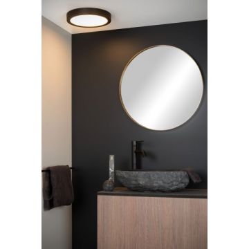 Lucide BRICE-LED - Plafonnière Badkamer - Ø 30 cm - LED Dimb. - Zwart