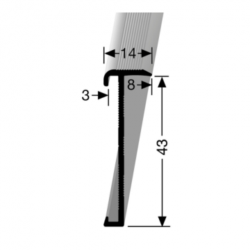 Univ trapneusprofiel 14x43mm tbv 2-3mm PVC zilver