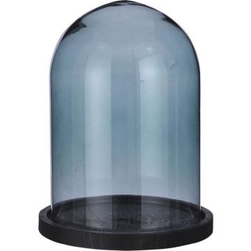 Hella stolp glas petrol op bord zwart - h23xd17cm