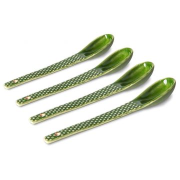 the emeralds: ceramic spoon textured, green (set of 4)