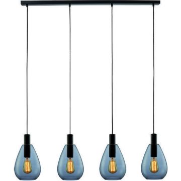 Hanglamp dorato 4-l balk zwart/Smoke Glas