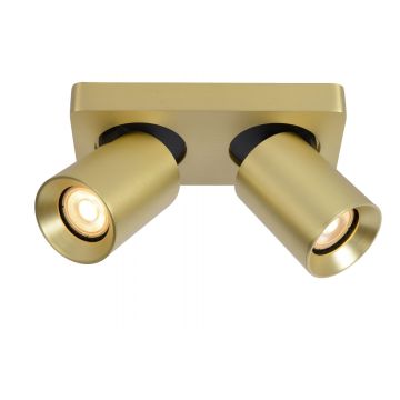 Lucide NIGEL - Plafondspot - LED Dim to warm - GU10 - 2x5W 2200K/3000K - Mat Goud / Messing