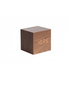 Wekker mini cube bruin